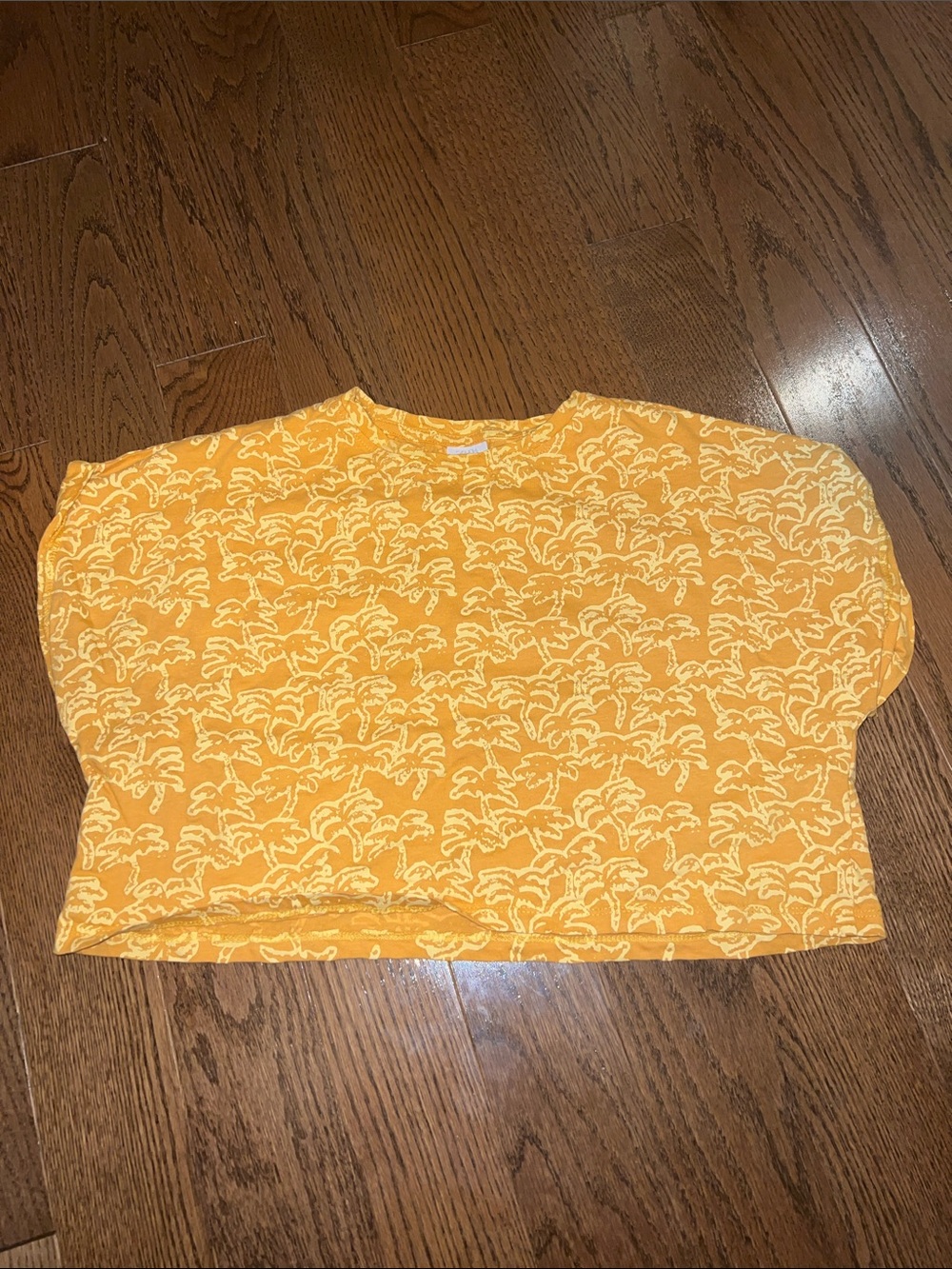 Zara Yellow Palm-Print Crop Top